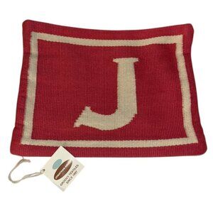 Jonathan Adler Pink Cream white 100% alpaca handwoven "J"  throw pillow cover